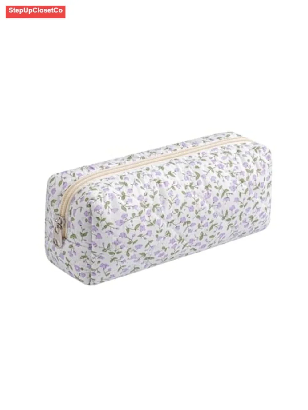 Quilted Cotton Makeup Brush Bag Cosmetic Pouch Travel Toiletry Organizer Zipper